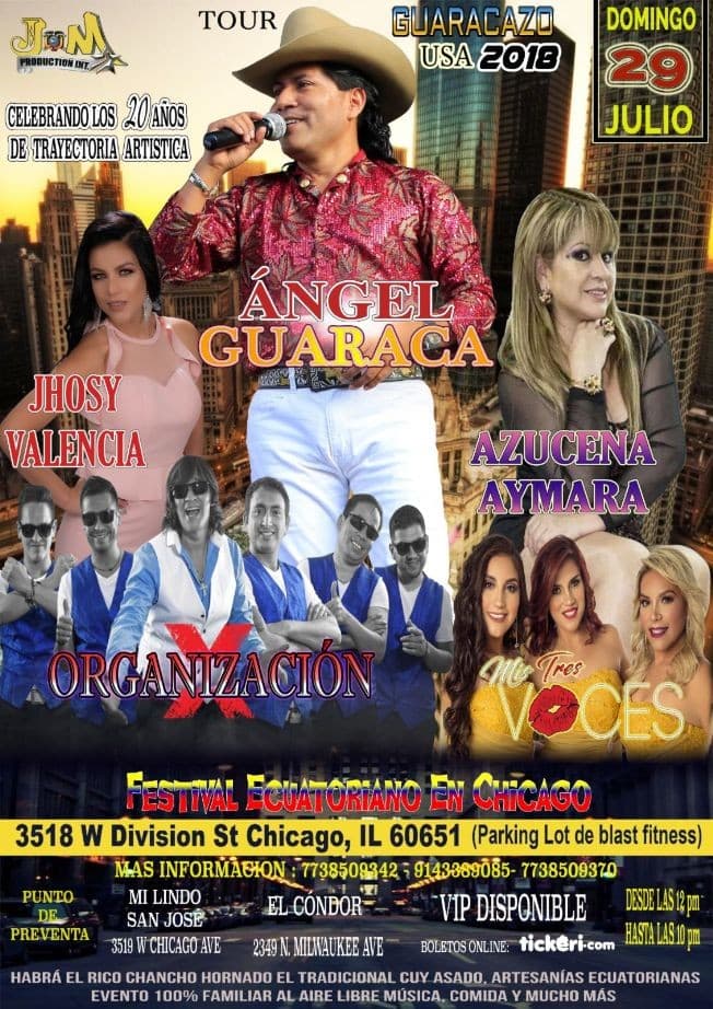 Event - TOUR GUARACAZO con Angel Guaraca, Organizacion X, Azucena Aymaru y mas en Chicago,IL - Chicago, Illinois - July 29, 2018 | concert tickets