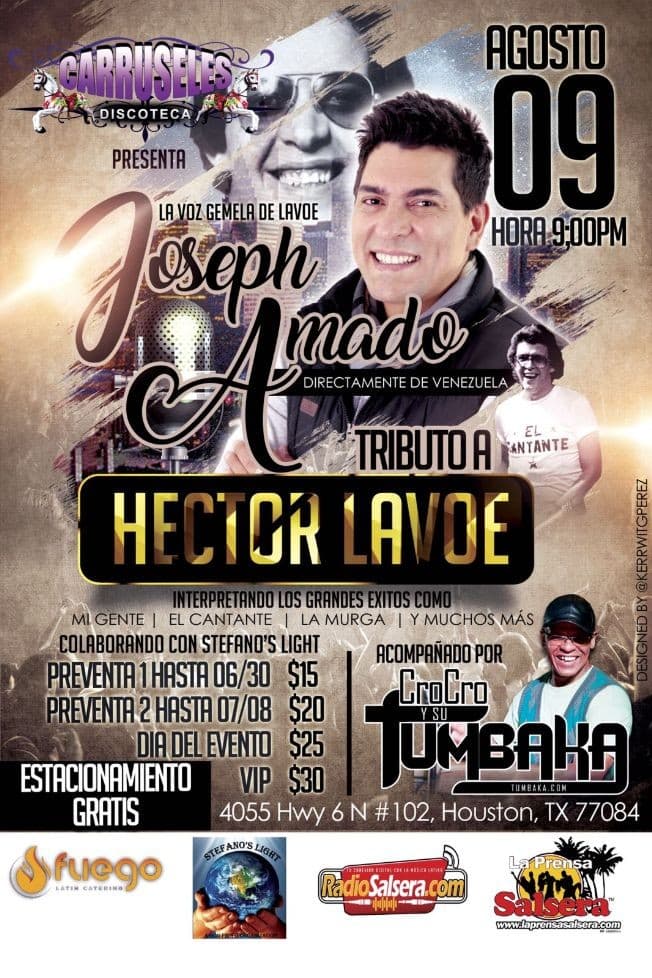 Event - Joseph Amado-Tributo a Hector Lavoe en Houston,TX - Houston, Texas - August 9, 2018 | concert tickets