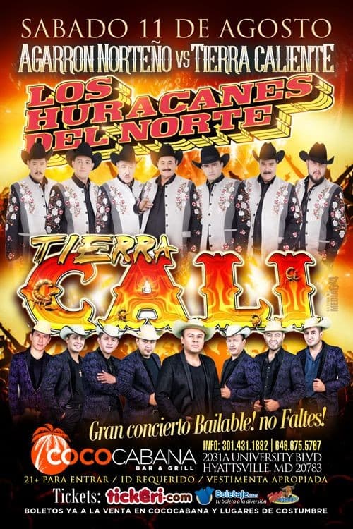 Event - Los Huracanes del Norte y Tierra Cali - Adelphi, Maryland - August 11, 2018 | concert tickets
