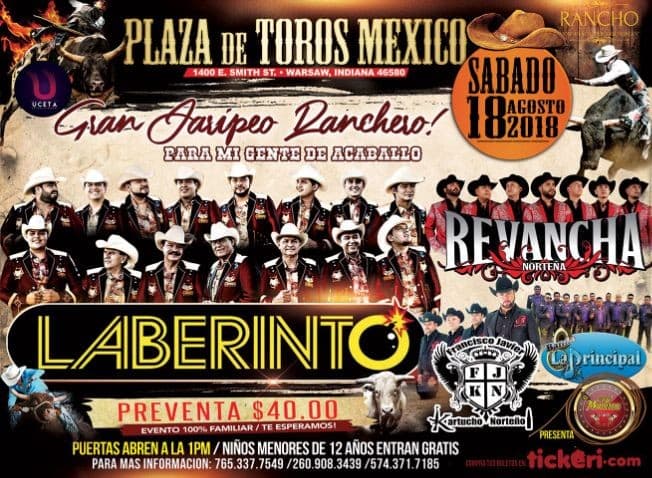 Event - Grupo Laberinto & Revancha Norteña en Warsaw,IN - Warsaw, Indiana - August 18, 2018 | concert tickets