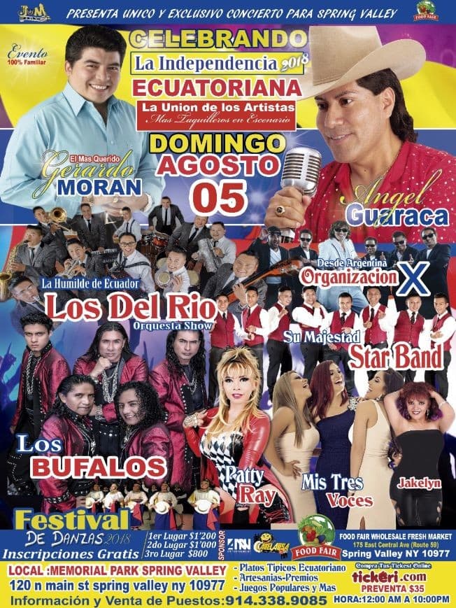 Event - Gerado Moran, Angel Guaraca, Los Del Rio, Star Band & Mas en Spring Valley,NY - Spring Valley, New York - 5 de agosto de 2018 | concert tickets