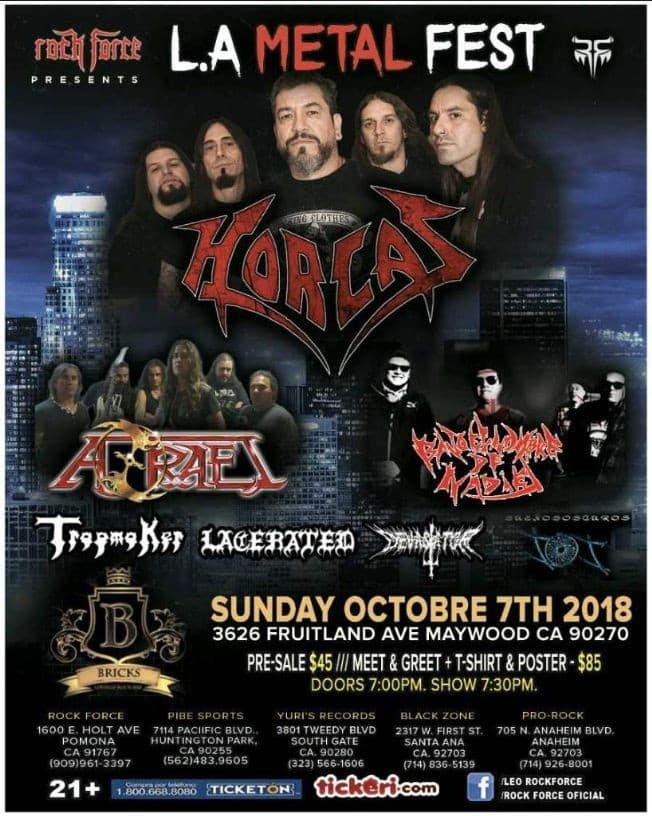 Event - L.A. Metal Fest con Horcas, Azrael & Más  en Maywood,CA - Maywood, California - October 7, 2018 | concert tickets