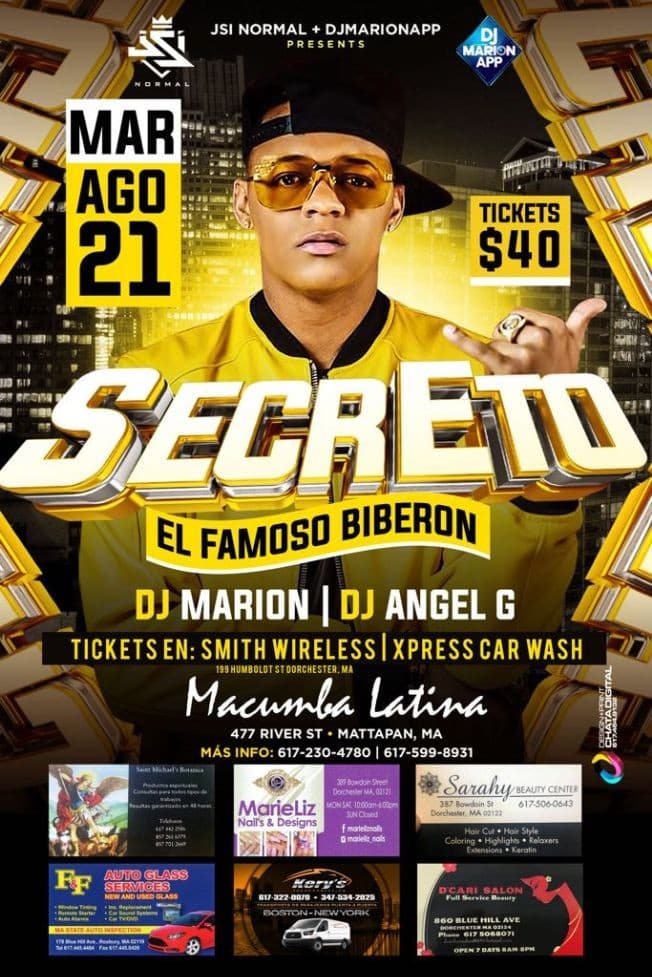 Event - Secreto el famoso biberón - Mattapan, Massachusetts - 21 de agosto de 2018 | concert tickets