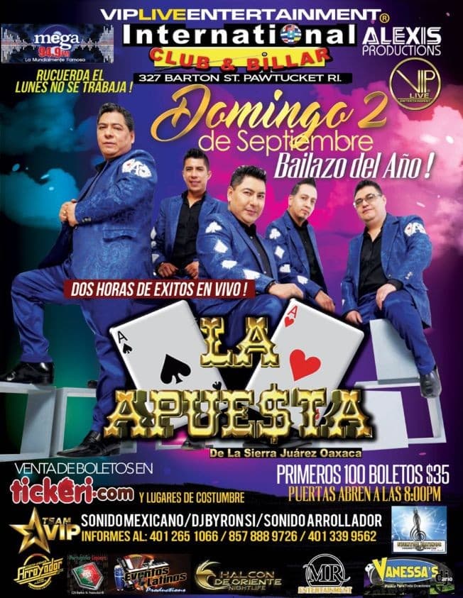 Event - La Apuesta  En Pawtucket RI. - Pawtucket, Rhode Island - September 2, 2018 | concert tickets