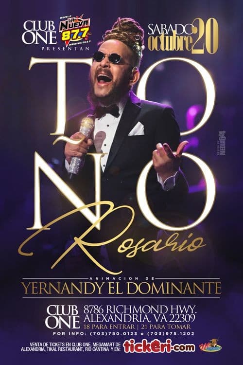 Event - Toño Rosario en Alexandria,VA - Alexandria, Virginia - October 20, 2018 | concert tickets