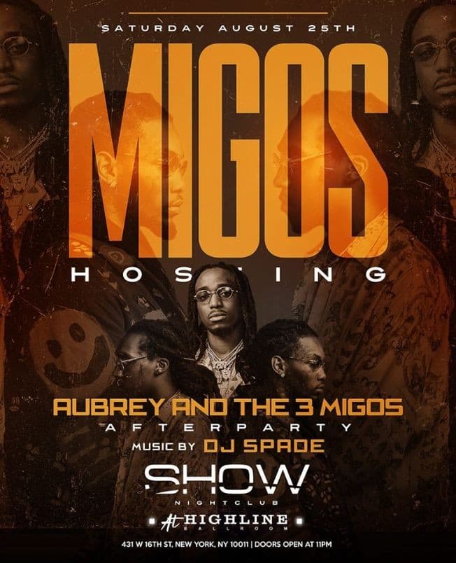 Event - Migos Live At Highline Ballroom - New York, New York - August 25, 2018 | concert tickets