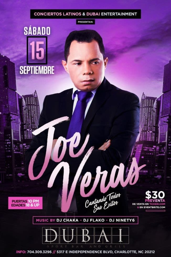 Event - Joe Veras En Charlotte, NC - Charlotte, North Carolina - September 6, 2017 | concert tickets
