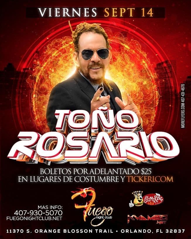 Event - Tono Rosario - Orlando, Florida - 14 de septiembre de 2018 | concert tickets