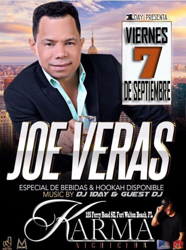 Event - Joe Veras en Walton Beach,FL - Fort Walton Beach, Florida - September 7, 2018 | concert tickets