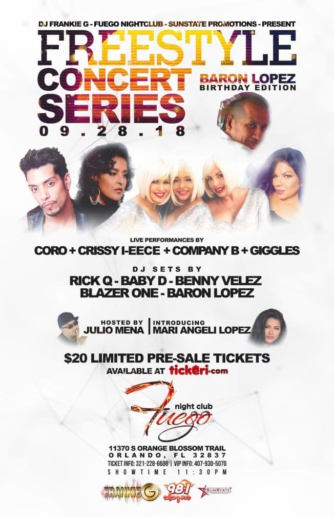 Event - Freestyle Concert Series Featuring Coro, Company B, Giggles & Chrissy I-eece - Orlando, Florida - September 28, 2018 | concert tickets