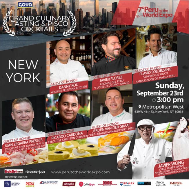 Event - 7th Peru To The World Expo, Grand Tasting & Pisco Cocktail - New York, New York - September 23, 2018 | concert tickets