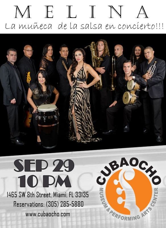 Event - Melina "La Muñeca de la Salsa" y Su Orquesta LIVE at Cuba Ocho - Miami, Florida - September 29, 2018 | concert tickets