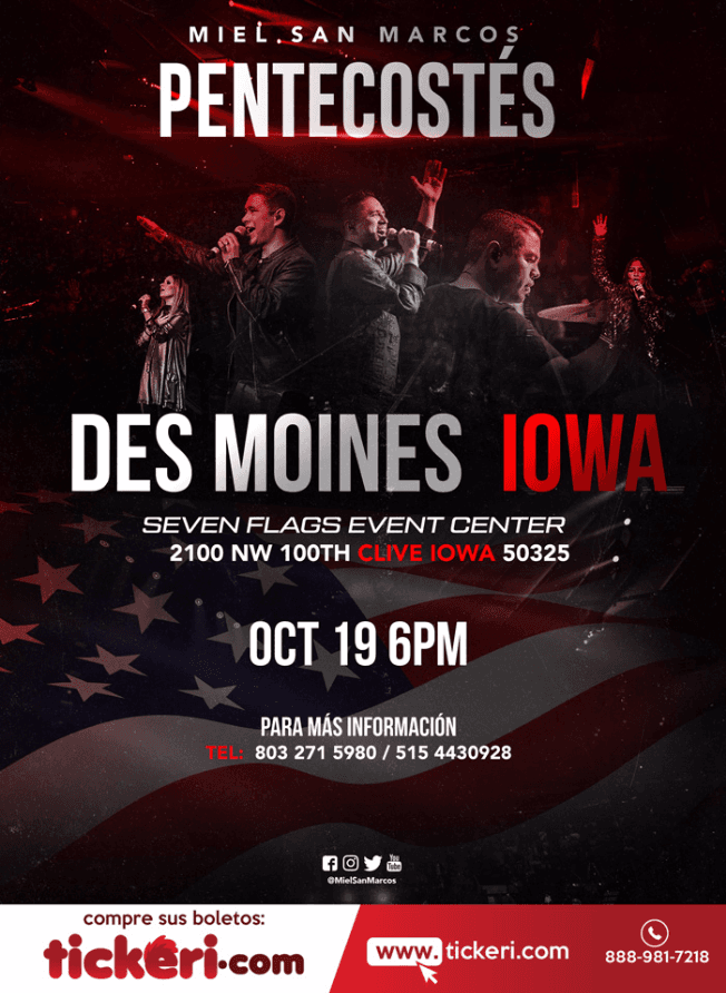 Event - Miel San Marcos Pentecostes En Clive Iowa - Clive, Iowa - October 19, 2018 | concert tickets
