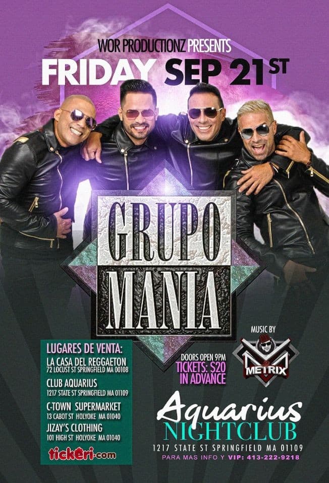 Event - Grupo Mania en Springfield,MA - Springfield, Massachusetts - September 21, 2018 | concert tickets