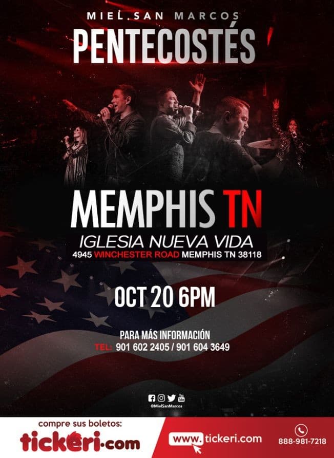 Event - Miel San Marcos Pentecostes En Memphis,TN - Memphis, Tennessee - October 20, 2018 | concert tickets