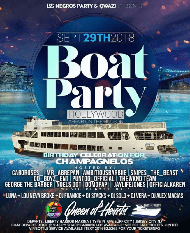 Event - Boat Party Hollywood Affair On The Hudson At Liberty Harbor Marina - Jersey City, New Jersey - September 29, 2018 | concert tickets