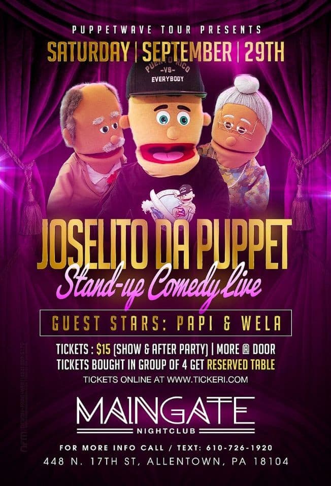 Event - JOSELITO DA PUPPET STAND-UP COMEDY LIVE! - Allentown, Pennsylvania - 29 de septiembre de 2018 | concert tickets