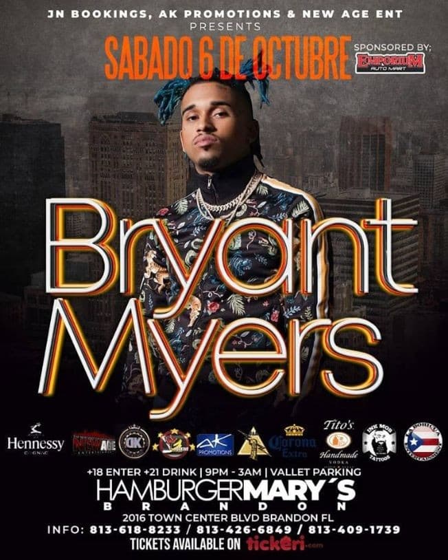 Event - Bryant Myers Live In Concert - Brandon, Florida - October 6, 2018 | concert tickets