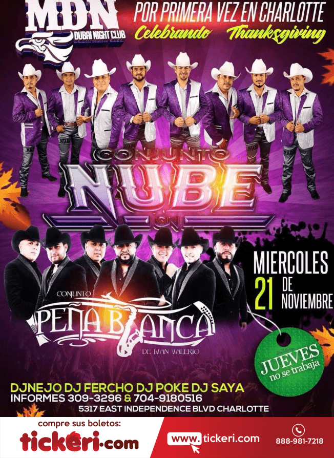 Event - Conjunto Nube Y Conjunto Pena Alta En Charlotte,NC - Charlotte, North Carolina - November 21, 2018 | concert tickets