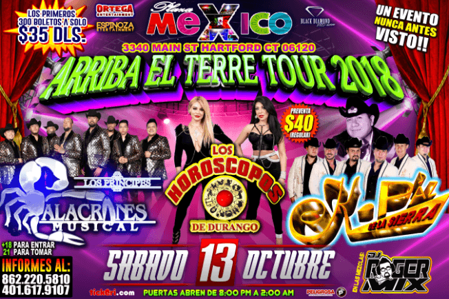 Event - Alacranes Musical, Horoscopos y K-Paz en Hartford, CT - Hartford, Connecticut - October 13, 2018 | concert tickets