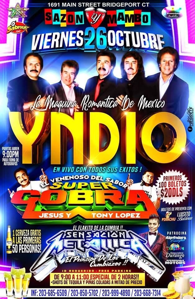 Event - LA MAQUINA ROMANTICA DE MEXICO "GRUPO YNDIO" - New Haven, Connecticut - October 26, 2018 | concert tickets