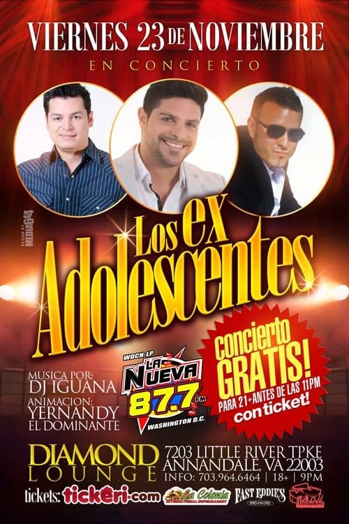 Event - Los Ex Adolescentes en Annandale,VA NEW DATE - Annandale, Virginia - November 23, 2018 | concert tickets