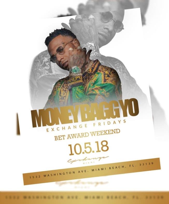 Event - Bet Awards Columbus Day Carnival Weekend Moneybagg Yo Live At Exchange Miami - Miami Beach, Florida - 5 de octubre de 2018 | concert tickets