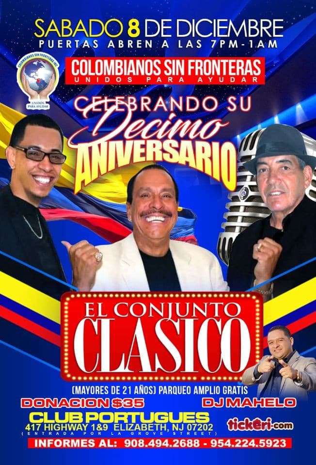 Event - Conjunto Clasico y  Colombianos Sin Fronteras - Elizabeth, New Jersey - December 8, 2018 | concert tickets