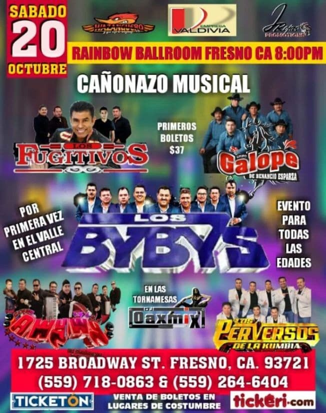Event - Los Bybys, Los Fugitivos, Galope & Mas en Fresno,CA - Fresno, California - October 20, 2018 | concert tickets