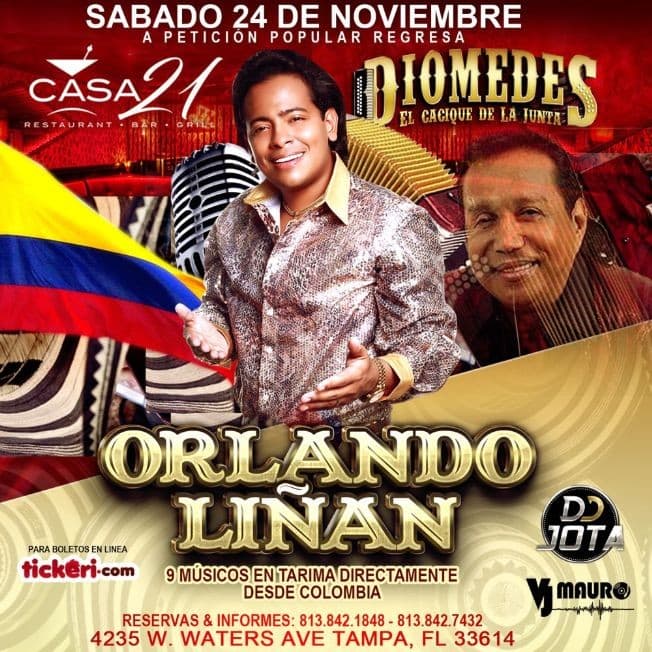 Event - Orlando Liñan Homenaje a Diomedes El Cacique de La Junta en Tampa,FL - Tampa, Florida - November 24, 2018 | concert tickets