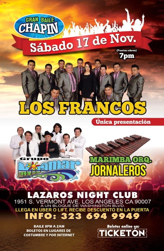 Event - Los Francos, Grupo Miramar & Los Chaboys en Los Angeles,CA - Los Angeles, California - November 17, 2018 | concert tickets