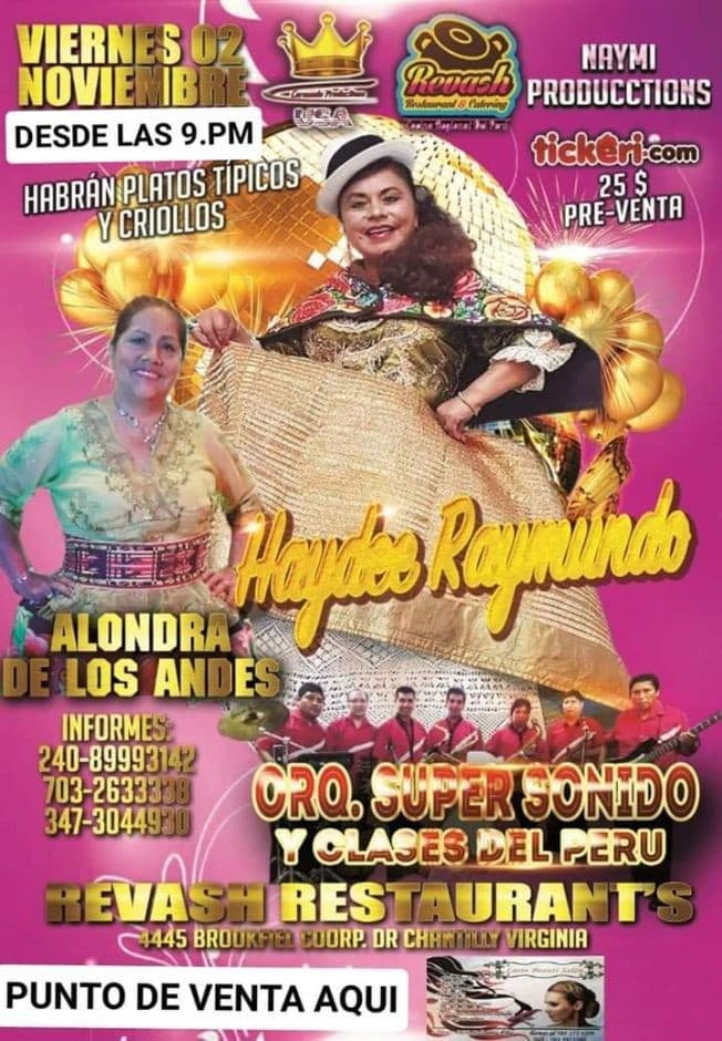 Event - HAYDEE RAYMUNDO EN CONCIERTO EN CHANTILLY,VA - Chantilly, Virginia - November 2, 2018 | concert tickets