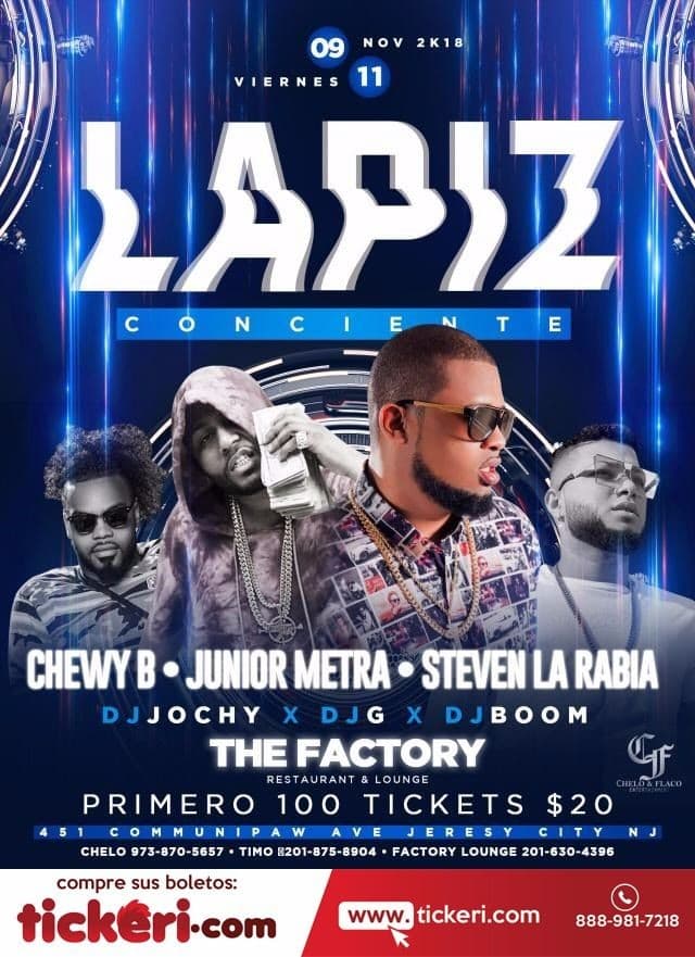 Event - LAPIZ CONCIENTE EN CONCIERTO EN JERSEY CITY, NJ - JERSEY CITY, New Jersey - November 9, 2018 | concert tickets