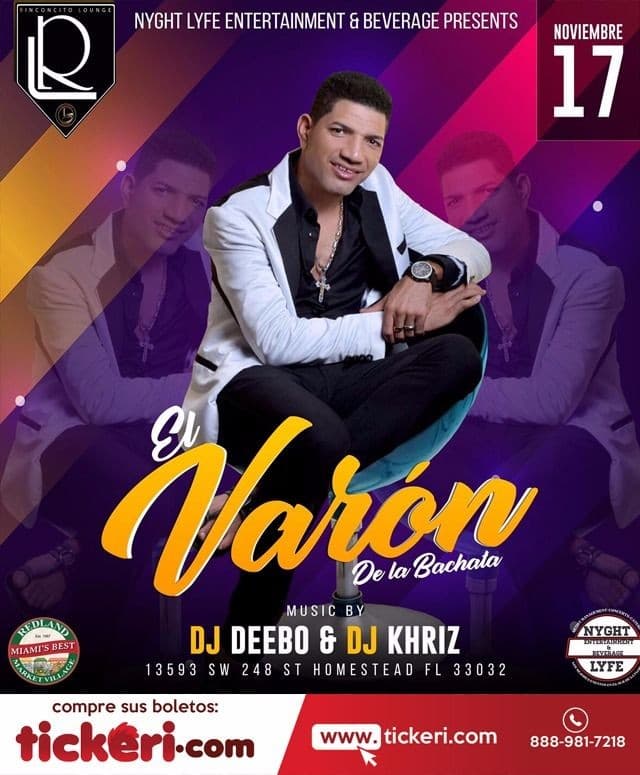 Event - EL VARON DE LA BACHATA EN CONCIERTO EN HOMESTEAD, FL - Homestead, Florida - November 17, 2018 | concert tickets