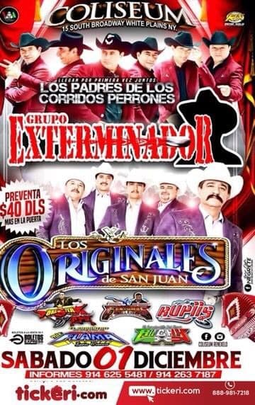 Event - GRUPO EXTERMINADOR Y LOS ORIGINALES DE SAN JUAN EN WHITE PLAINS,NY - White Plains, New York - December 1, 2018 | concert tickets