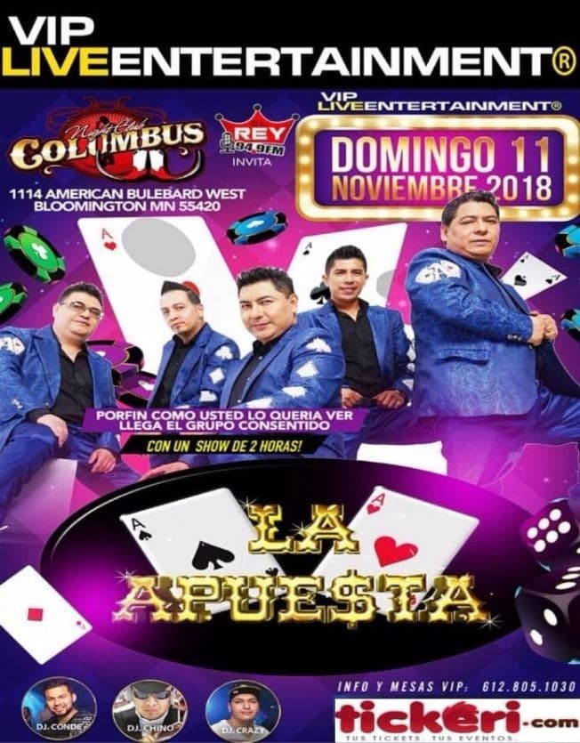 Event - LA APUESTA EN BLOOMINGTON MN. - BLOOMINGTON, Minnesota - 11 de noviembre de 2018 | concert tickets