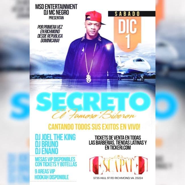 Event - Secreto El Famoso Biberon - Richmond, Virginia - December 1, 2018 | concert tickets