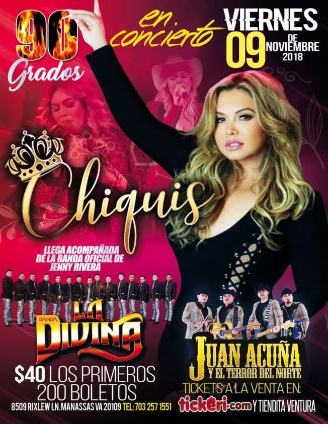 Event - Chiquis Rivera & La Divina en Manassas,VA - Manassas, Virginia - November 9, 2018 | concert tickets