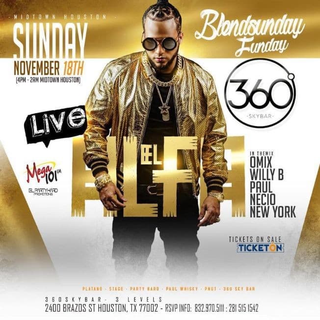 Event - El alfa - Houston, Texas - November 18, 2018 | concert tickets