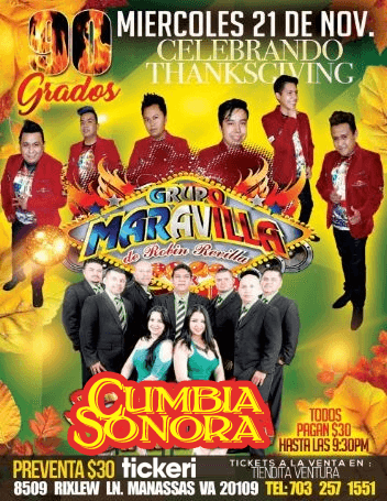 Event - Grupo Maravilla & La Sonora en Manassas,VA - Manassas, Virginia - November 21, 2018 | concert tickets