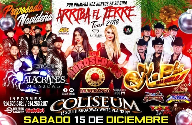 Event - Alacranes Musical, Los Horoscopos de Durango & K-Paz de La Sierra en White Plains,NY - White Plains, New York - December 15, 2018 | concert tickets