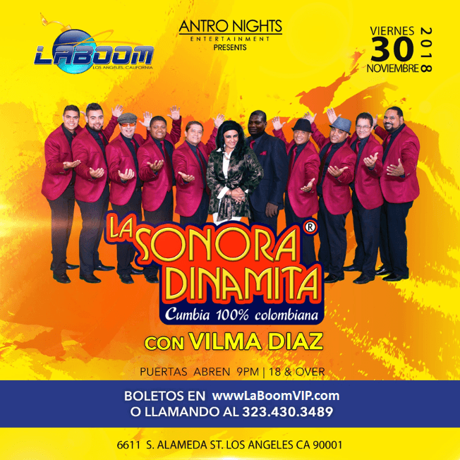 Event - LA SONORA DINAMITA EN LA BOOM! - Los Angeles, California - 30 de noviembre de 2018 | concert tickets