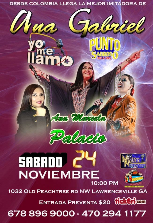 Event - ANA GABRIEL "Yo me llamo"  en ATLANTA GA - Duluth, Georgia - November 24, 2018 | concert tickets