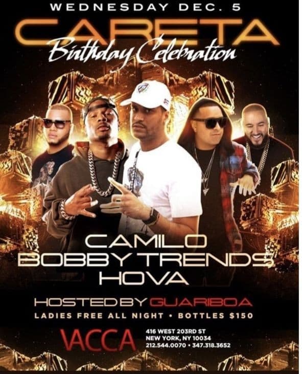Event - Mega Bash Concert After Party Careta Birthday Bash DJ Camilo Live At Vacca Lounge - New York, New York - December 5, 2018 | concert tickets