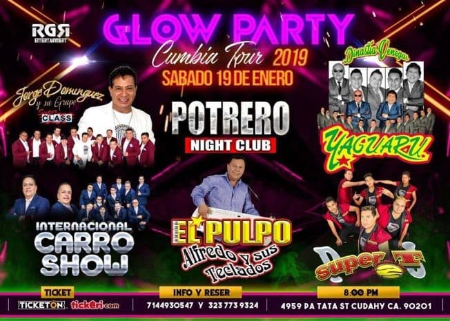 Event - Glow Party Cumbia Tour en Los Angeles - Cudahy, California - January 19, 2019 | concert tickets