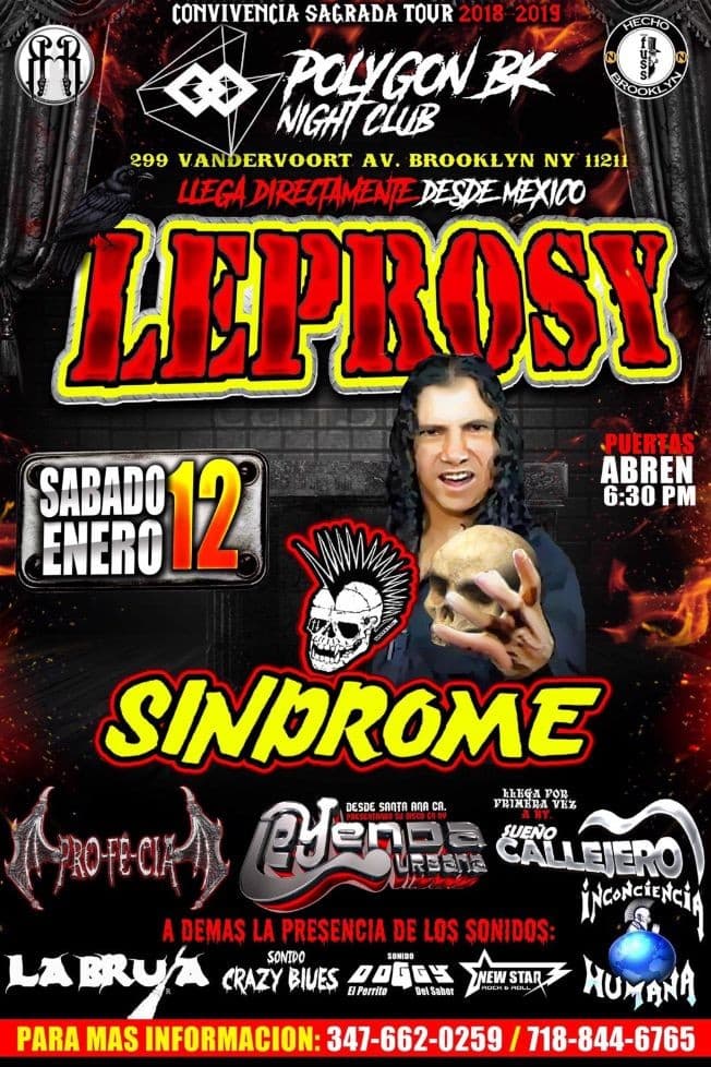 Event - LEPROSY EN NUEVA YORK -Convivencia Sagrada Tour 2018-2019 - brooklyn, New York - January 12, 2019 | concert tickets