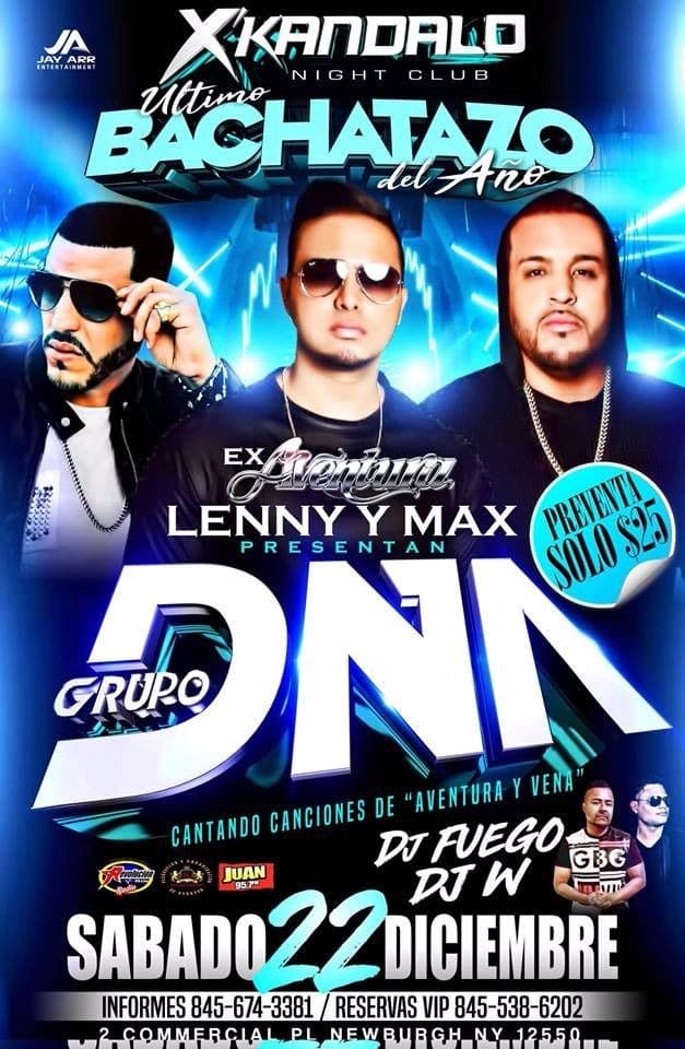 Event - GRUPO DNA EX AVENTURA EN NEWBURGH,NY - Newburgh, New York - December 22, 2018 | concert tickets