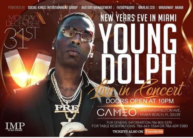 Event - NYE 2019 Young Dolph Live At Cameo Nightclub - Miami Beach, Florida - December 31, 2018 | concert tickets