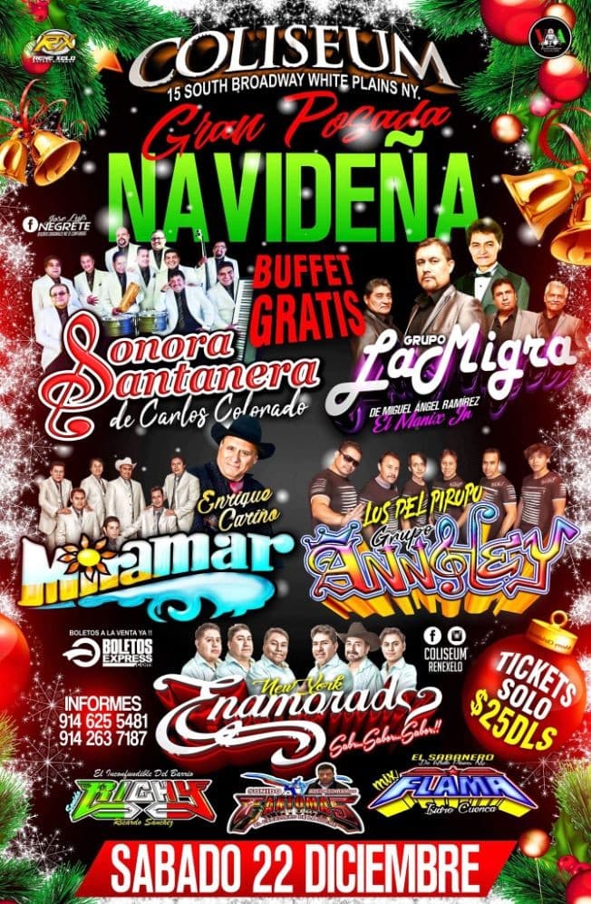 Event - Gran Posada Navideña con La Sonora Santanera, Grupo La Migra, Miramar & Mas en White Plains,NY - White Plains, New York - 22 de diciembre de 2018 | concert tickets
