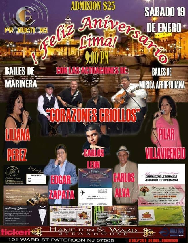 Event - Aniversario de Lima - Paterson, New Jersey - January 26, 2019 | concert tickets